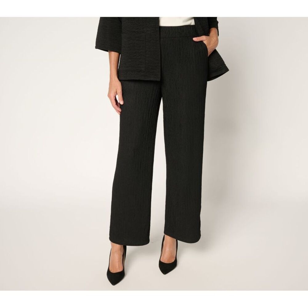 Joan Rivers Classics Collection Women's Plus Sz Pants 1X Crinkle Black A702867